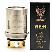 Pack of five Snowwolf WF replacement coils, including WF-H, WF-M, WF-H-M, and WF-SS316L variants for versatile vaping options.
